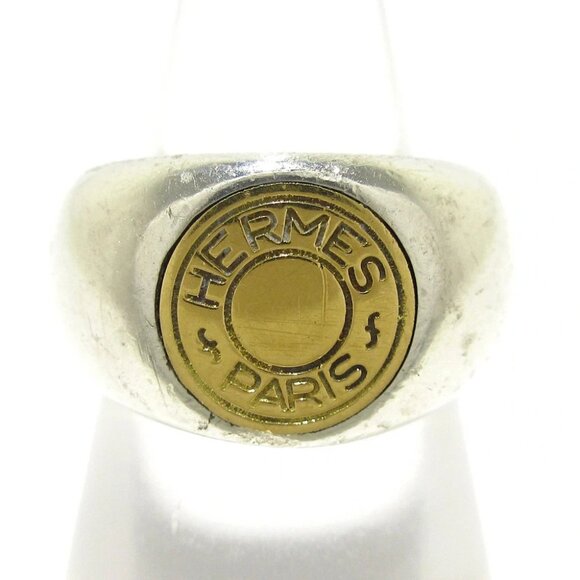 Auth HERMES Selle Silver Gold Hardware Ring #5 - Picture 1 of 6